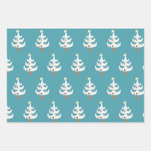 Whimsical White Christmas Trees Trio Geschenkpapier Set (Vorderseite 3)