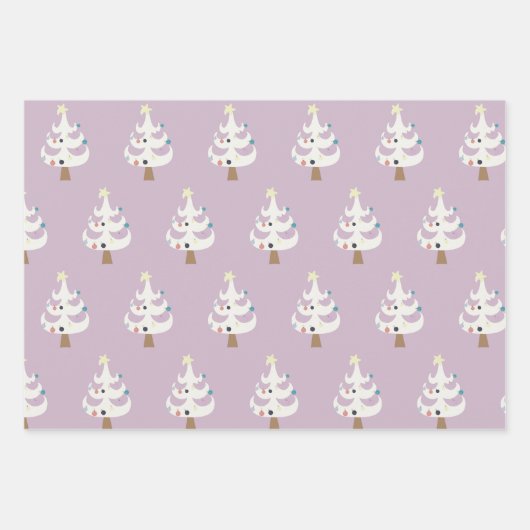 Whimsical White Christmas Trees Trio Geschenkpapier Set (Vorderseite 2)