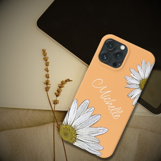 Whimsical White Daisies Boho Orange Case-Mate iPhone Hülle
