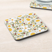 Whimsical White Daisies Ladybugs Blume Cork Coas Getränkeuntersetzer (Linke Seite)