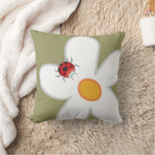 Whimsical White Daisies Red Ladybugs Spring Blume Kissen (Decke)