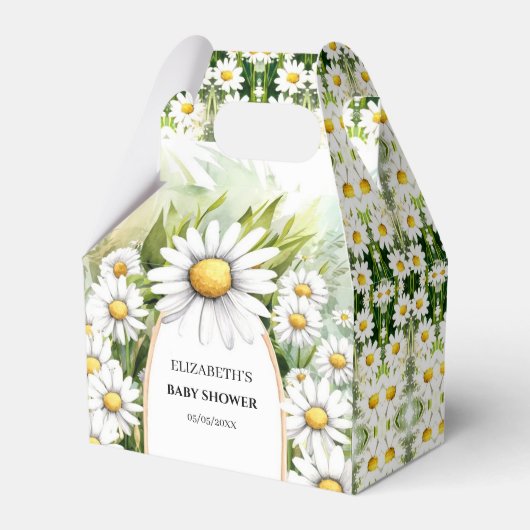 Whimsical White Daisy Baby Dusche Geschenkschachtel (Vorderseite)