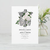 Whimsical White Floral Gothic Bachelorette Weekend Einladung (Stehend Vorderseite)