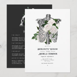 Whimsical White Floral Gothic Bachelorette Weekend Einladung