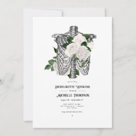 Whimsical White Floral Gothic Bachelorette Weekend Einladung