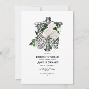 Whimsical White Floral Gothic Bachelorette Weekend Einladung