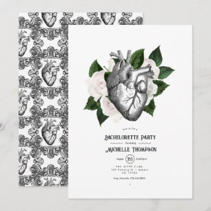 Whimsical White Floral Gothic Junggeselinnen-Absch Einladung