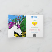 Whimsical White Lila Birthday Unicorn Einladung (Innenseite)