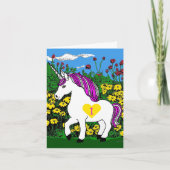 Whimsical White Lila Birthday Unicorn Einladung (Vorderseite)