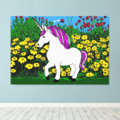 Whimsical White Lila Birthday Unicorn Leinwanddruck (Insitu (Holzboden))