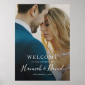Whimsical White Modern Foto Wedding Willkommen Poster (Vorne)