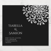 Whimsical White on Black Blüh Schaumweinetikett (Einzelnes Label)