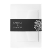 Whimsical White on Black Blüh Wedding Einladungsbanderole (Vorderseite Beispiel)