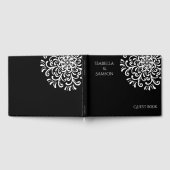 Whimsical White on Black Blüh Wedding Gästebuch (Voll)