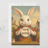 Whimsical White Rabbit Hearts Enchanted Wonderland Einladung (Vorderseite)