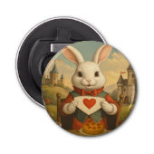 Whimsical White Rabbit Hearts Enchanted Wonderland Flaschenöffner (Vorderseite)