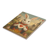 Whimsical White Rabbit Hearts Enchanted Wonderland Fliese (Seite)