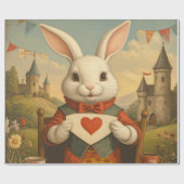 Whimsical White Rabbit Hearts Enchanted Wonderland Geschenkpapier (Flach)