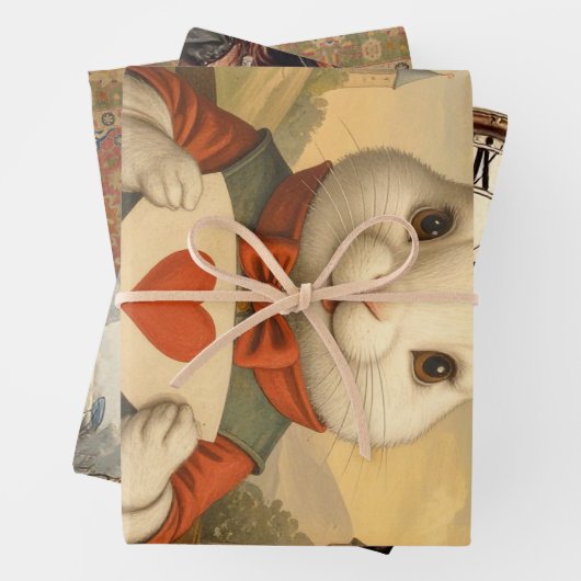 Whimsical White Rabbit Hearts Enchanted Wonderland Geschenkpapier Set (Beispiel)
