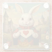 Whimsical White Rabbit Hearts Enchanted Wonderland Glasuntersetzer (Rückseite)