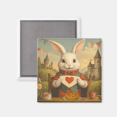Whimsical White Rabbit Hearts Enchanted Wonderland Magnet (Vorderseite/Rückseite)