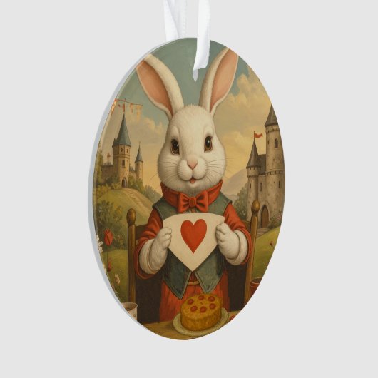 Whimsical White Rabbit Hearts Enchanted Wonderland Ornament (Vorderseite)