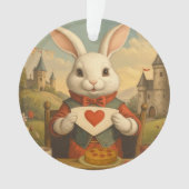 Whimsical White Rabbit Hearts Enchanted Wonderland Ornament (Vorderseite)