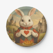 Whimsical White Rabbit Hearts Enchanted Wonderland Pappteller (Vorderseite)
