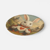 Whimsical White Rabbit Hearts Enchanted Wonderland Pappteller (Schrägansicht)