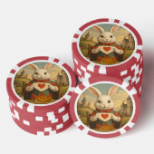 Whimsical White Rabbit Hearts Enchanted Wonderland Pokerchips (Stapel)