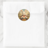 Whimsical White Rabbit Hearts Enchanted Wonderland Runder Aufkleber (Tasche)
