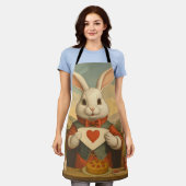 Whimsical White Rabbit Hearts Enchanted Wonderland Schürze (Getragen)