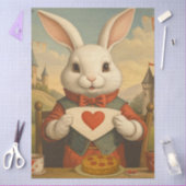 Whimsical White Rabbit Hearts Enchanted Wonderland Seidenpapier (Basteln)
