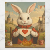 Whimsical White Rabbit Hearts Enchanted Wonderland Weinetikett (Einzelnes Label)