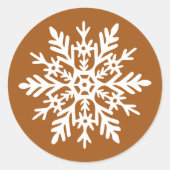 Whimsical White Snowflake Burnt Orange Christmas Runder Aufkleber (Vorderseite)