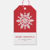 Whimsical White Snowflake Red Christmas Geschenkanhänger (Rückseite)