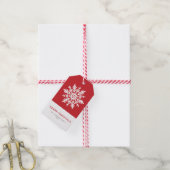 Whimsical White Snowflake Red Christmas Geschenkanhänger (Mit Garn)