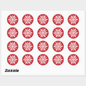 Whimsical White Snowflake Red Christmas Runder Aufkleber (Blatt)