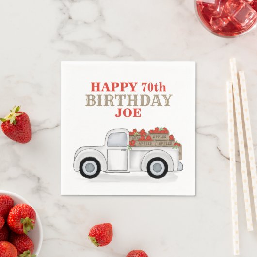Whimsical White Truck mit Apple Crates Serviette (Beispiel)