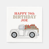 Whimsical White Truck mit Apple Crates Serviette (Vorderseite)