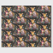 Whimsical Wild Animals Christmas Wrapping Paper Geschenkpapier (Flach)
