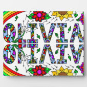 Whimsical Wild Blume und Mädchenname Olivia Fotoplatte (Vorderseite)