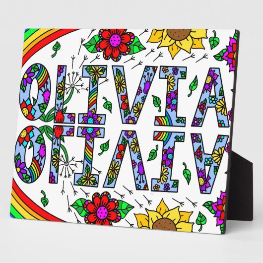 Whimsical Wild Blume und Mädchenname Olivia Fotoplatte (Seite)