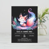 Whimsical Wild Fox Geburtstag digital Einladung (Stehend Vorderseite)