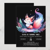Whimsical Wild Fox Geburtstag digital Einladung (Vorne/Hinten)