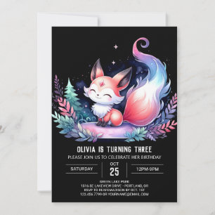 Whimsical Wild Fox Geburtstag digital Einladung