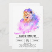 Whimsical Wild Lion Birthday Einladung (Vorne/Hinten)