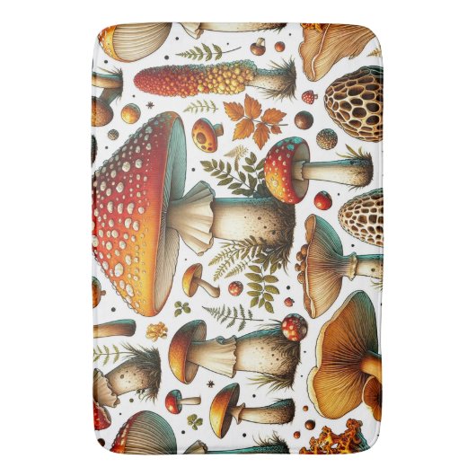 Whimsical Wild Mushrooms Badematte (Vorderseite Vertikal)