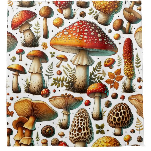Whimsical Wild Mushrooms Duschvorhang (Vorderseite)