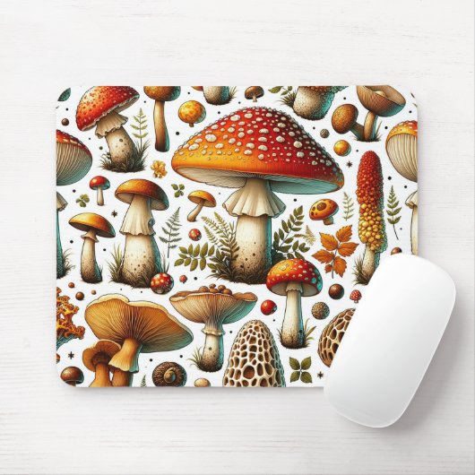 Whimsical Wild Mushrooms Mousepad (Mit Mouse)